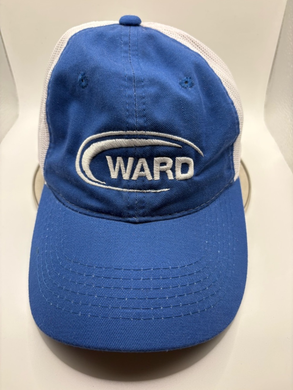 WARD Logo Trucker Hat Blue White Mesh Snapback Adjustable Cap